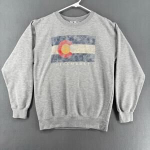 Prairie Mountain Colorado State Flag‎ Steamboat Crewneck Sweatshirt S Gray